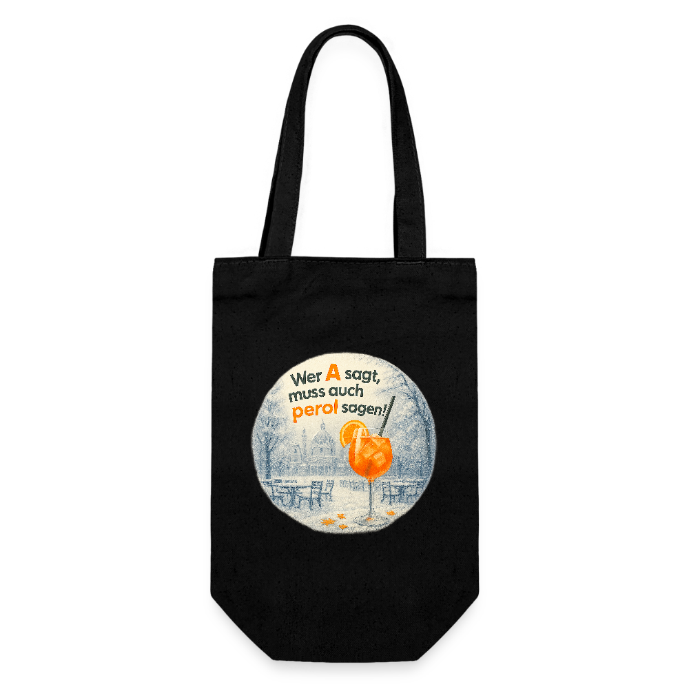 Geschenkssackerl für Flasche (Winter) - Schwarz