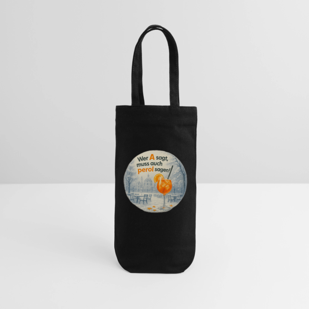Geschenkssackerl für Flasche (Winter) - Schwarz