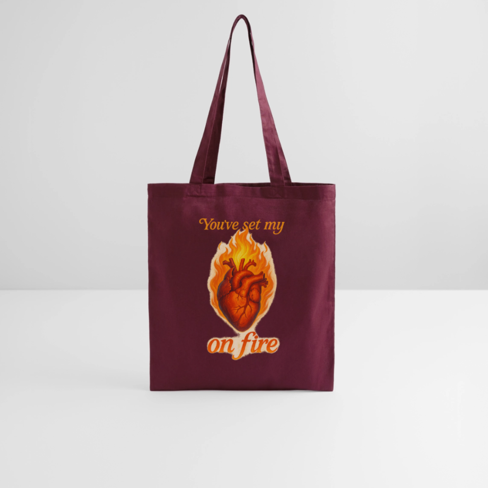 Heart on Fire - Stoffbeutel - Burgunderrot