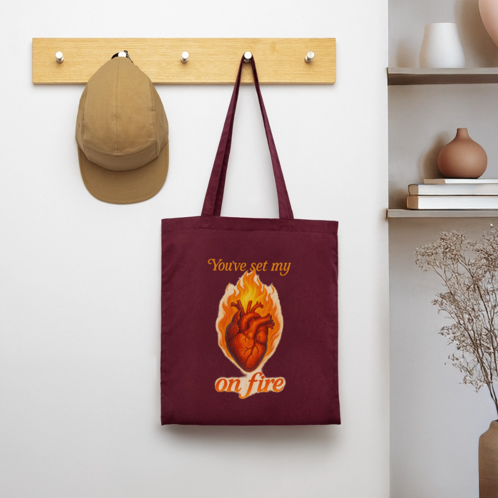 Heart on Fire - Stoffbeutel - Burgunderrot