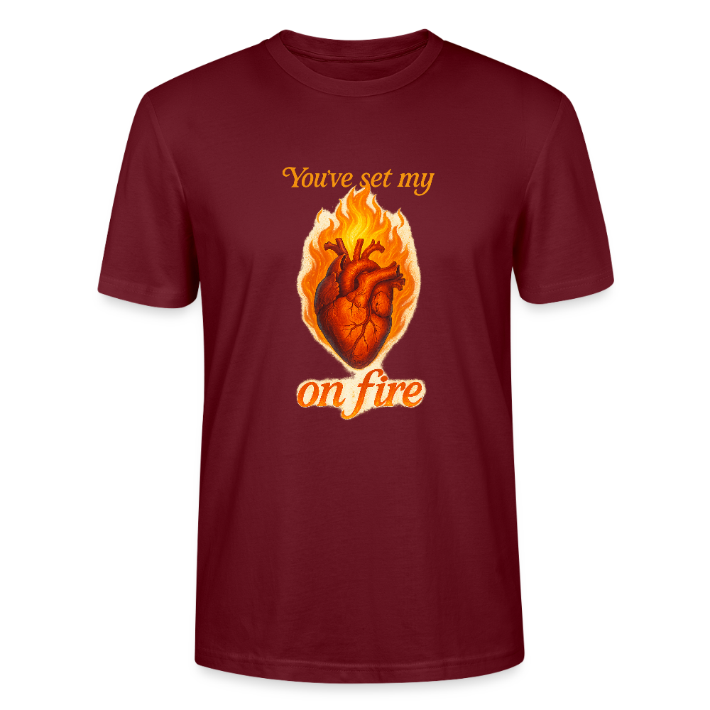 Heart on Fire - T-Shirt - Burgunderrot