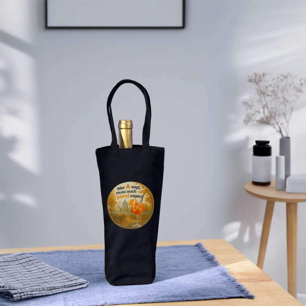 Geschenkssackerl für Flasche (Herbst) - Schwarz