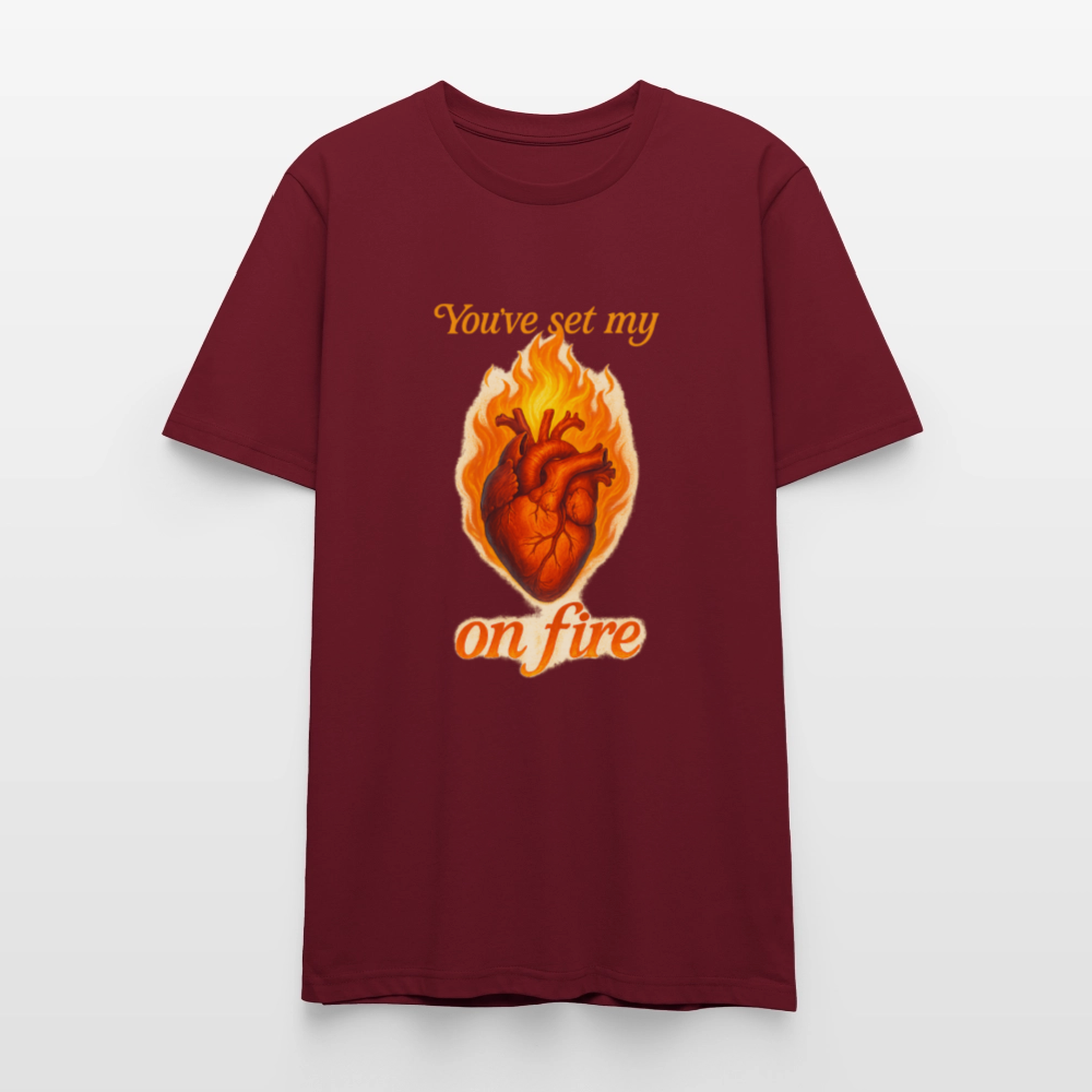 Heart on Fire - T-Shirt - Burgunderrot