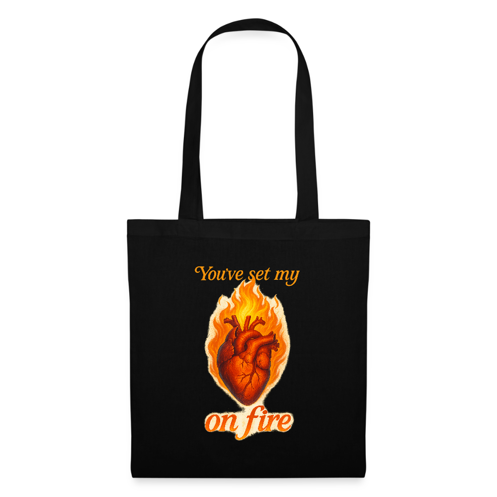 Heart on Fire - Stoffbeutel - Schwarz