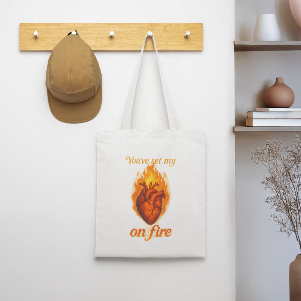 Heart on Fire - Stoffbeutel - Weiß